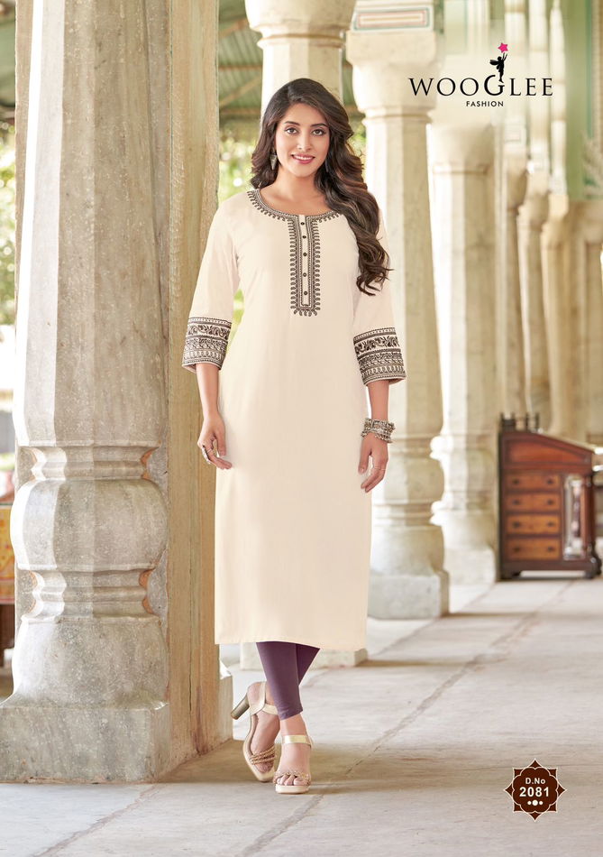 Barbella Vol 12 By Wooglee Rayon Designer Kurti Wholesalers In Delhi
